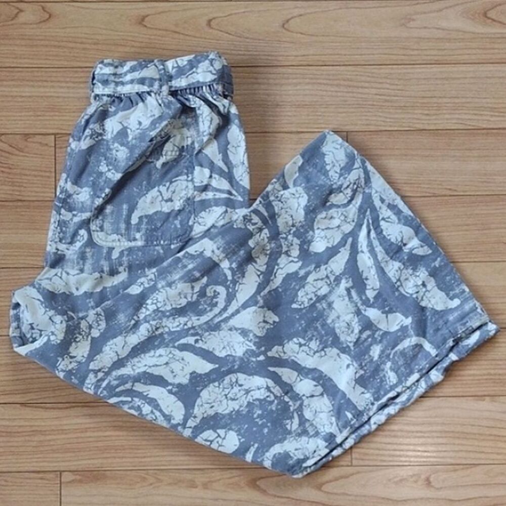 Joie Gray and White Swirl Design Wide Leg Palazzo Pants with Belt Size Medium
